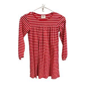 Hanna Andersson Dress Striped Red White Long Sleeve 100% Cotton Size 130cm 8Y